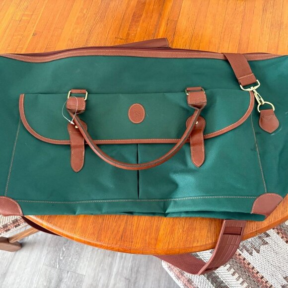 RALPH LAUREN Green and brown canvas shoulder bag - Picture 1 of 3